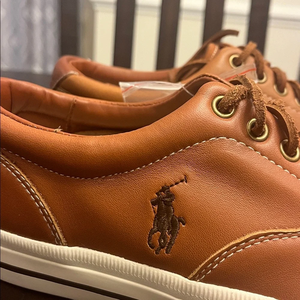 Polo Ralph Lauren Vaughn Soft Leather Boat Shoes Sneakers new tan Men’s Size 8